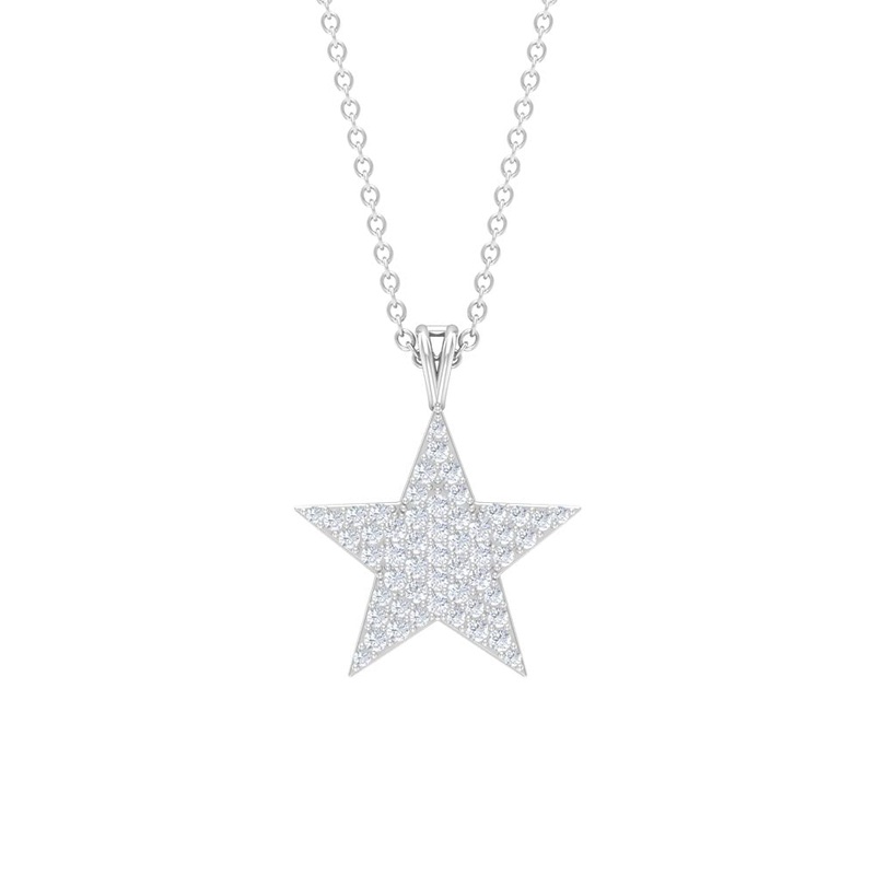 Star Diamond Cluster Pendant Necklace in Pave Setting