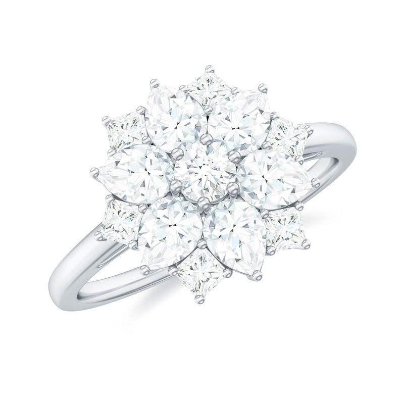 1.25 CT Moissanite Flower Cocktail Ring in Gold