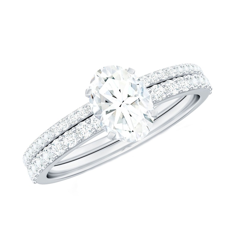 1.50 Carat Moissanite Oval Engagement Ring Set in Gold