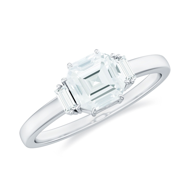 1.50 Carat Three Stone Moissanite Engagement Ring in Gold