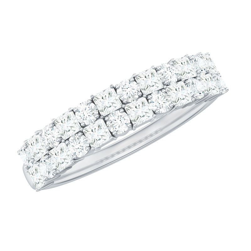 1.50 CT Double Row Moissanite Half Eternity Wedding Band