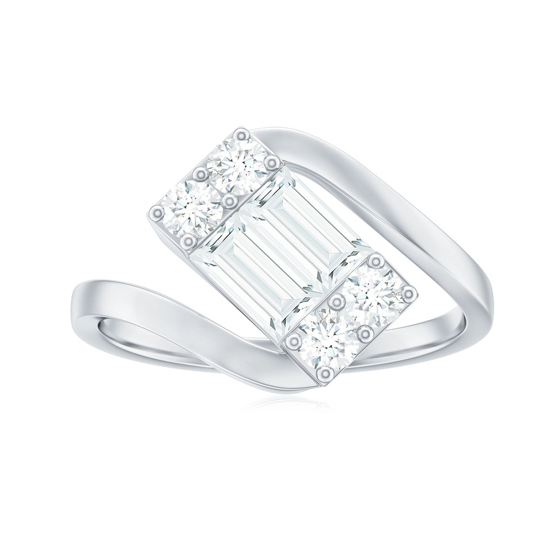 1 Ct Moissanite Illusion Engagement Ring with Bypass Shank