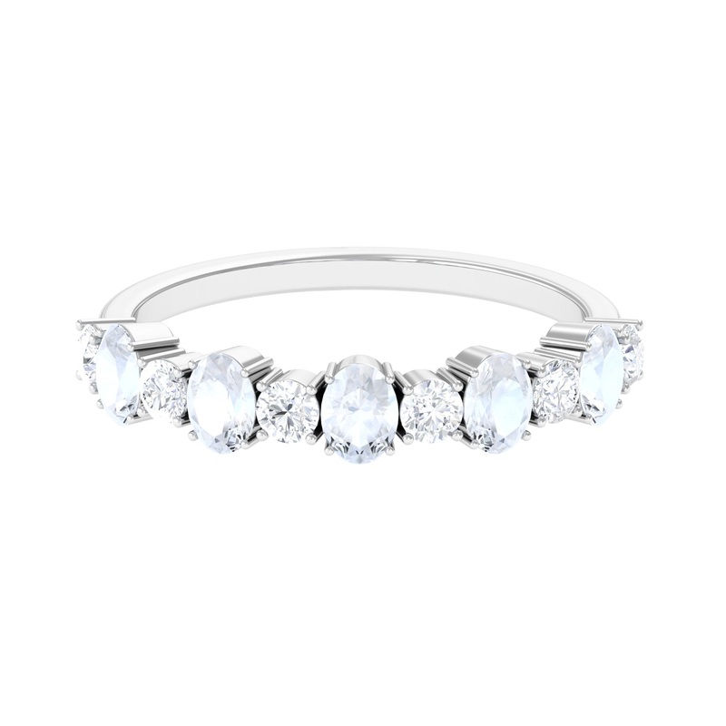 1.5 CT Alternate Moonstone and Diamond Semi Eternity Ring