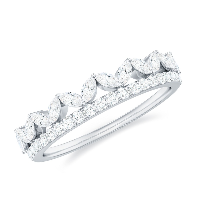 1 CT Moissanite Half Eternity Band Ring in Prong Setting