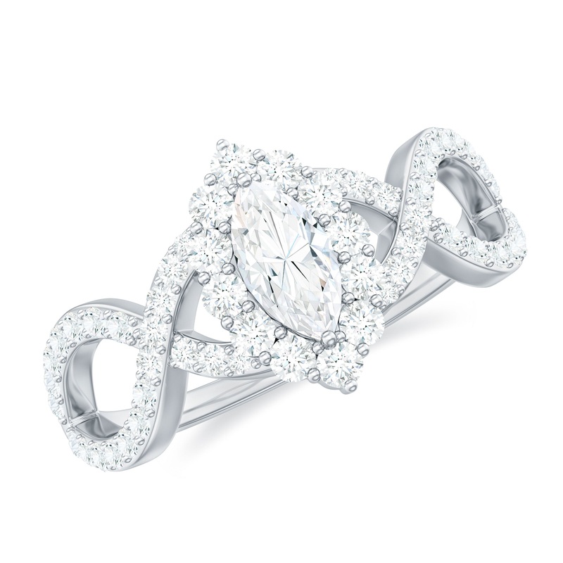 1.50 CT Marquise Cut Zircon Crossover Engagement Ring