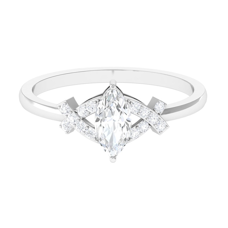 1 CT Marquise Cut Zircon Engagement Ring with Split Shank