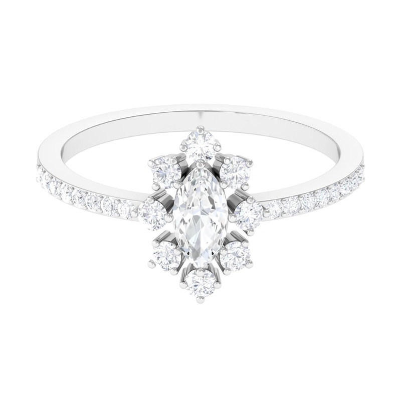 1 CT Marquise Zircon Cluster Engagement Ring in Gold