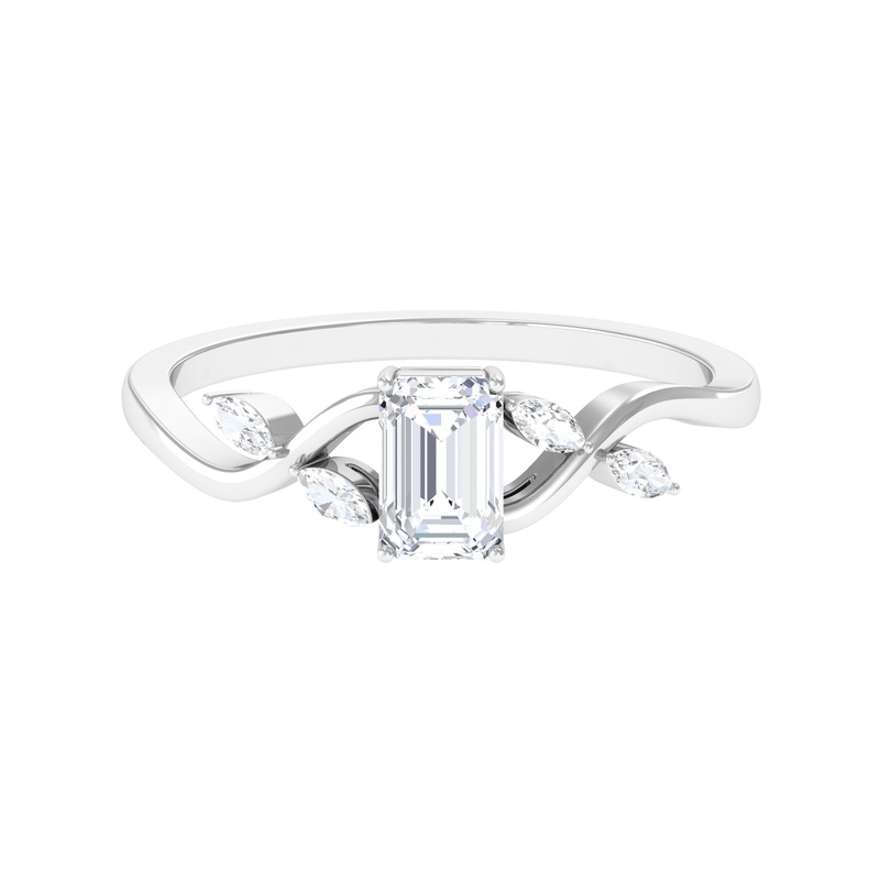 1 CT Octagon Cut Solitaire Zircon Engagement Ring with Split Shank
