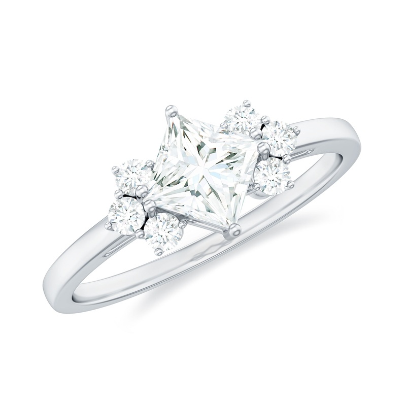 1 CT Princess Cut Cubic Zirconia Engagement Ring in Prong Setting