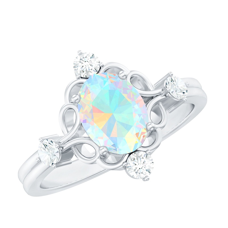 Real Ethiopian Opal and Diamond Cocktail Ring