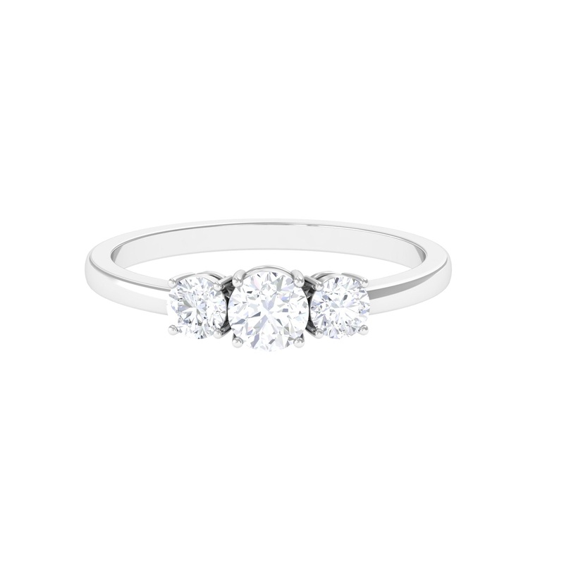 0.75 CT Round Diamond Three Stone Engagement Ring in Gold