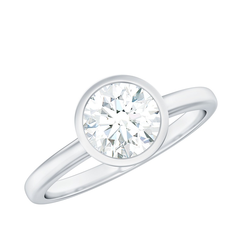1.50 CT Bezel Set Moissanite Simple Solitaire Ring