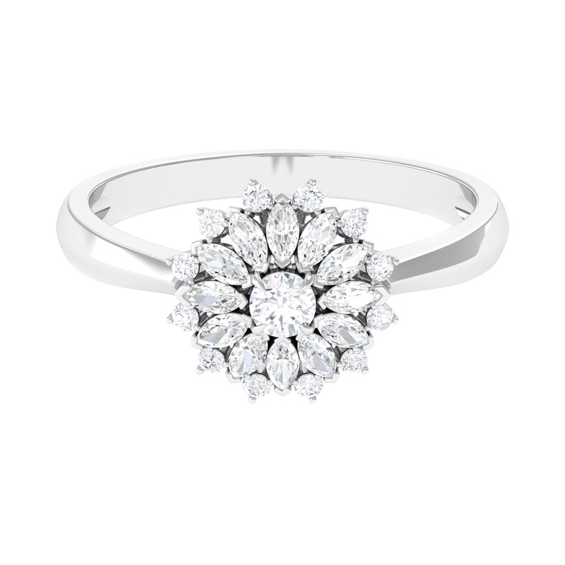 1 CT Diamond Cocktail Flower Engagement Ring