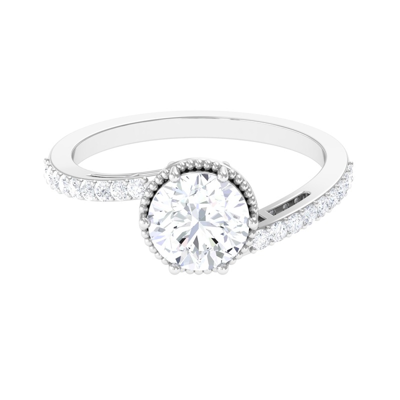 Round Cut Solitaire Zircon Bypass Engagement Ring