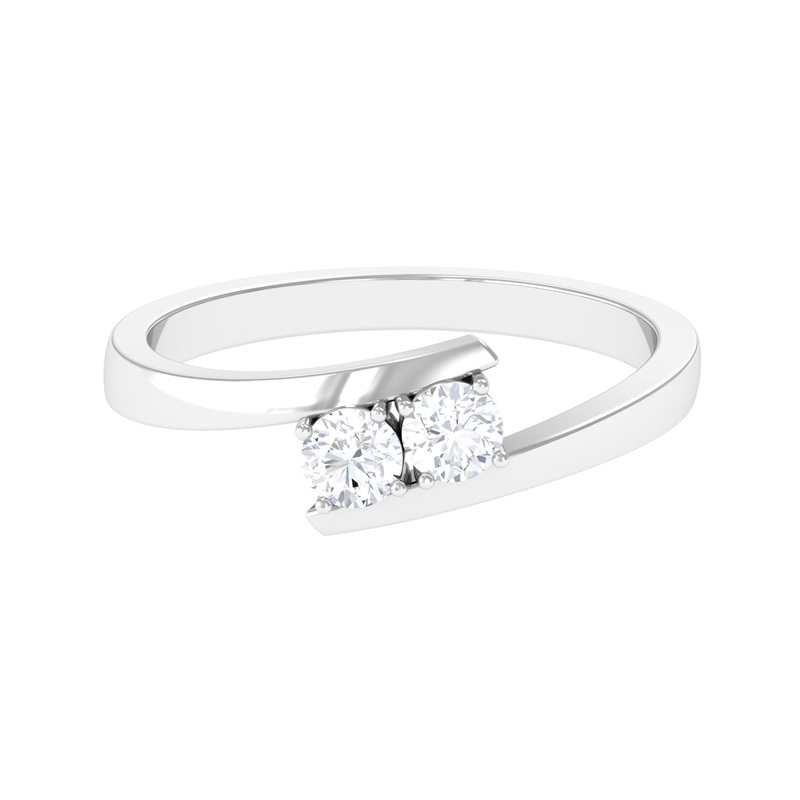 0.50 CT Bypass Shank Moissanite Two Stone Engagement Ring