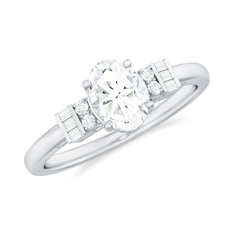 1.25 CT Classic Oval Cut Moissanite Engagement Ring in Gold