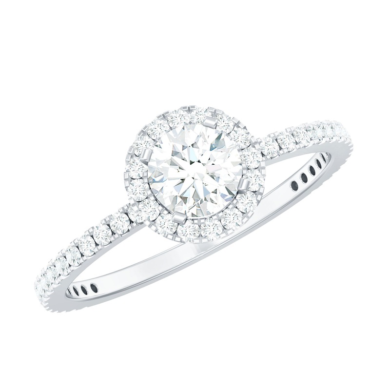 1.25 CT Moissanite Classic Halo Engagement Ring in Gold