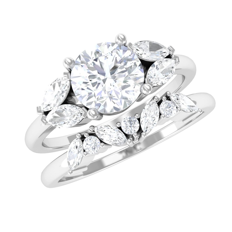 1.50 CT Minimal Moissanite Wedding Ring Set in Gold