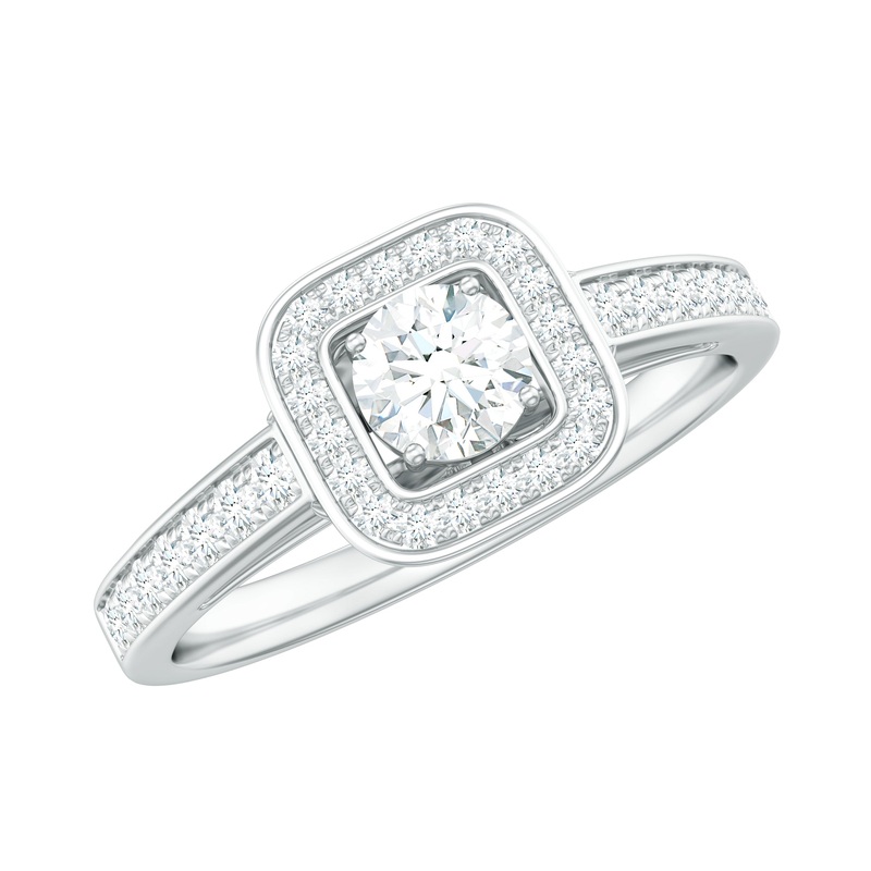 1 CT Certified Moissanite Halo Engagement Ring in Gold