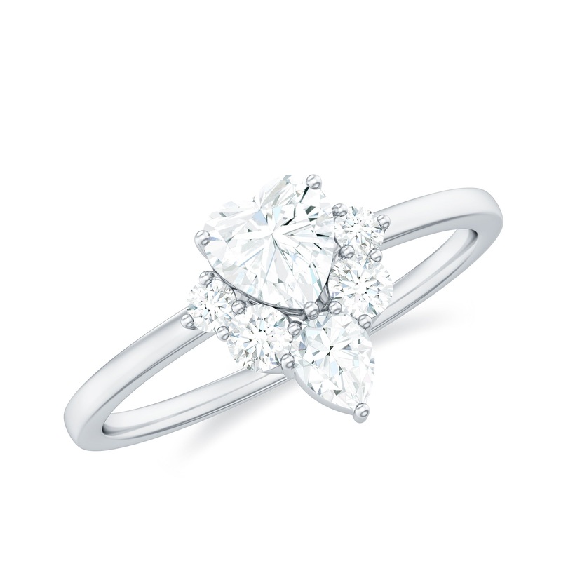 1 CT Certified Moissanite Heart Promise Engagement Ring