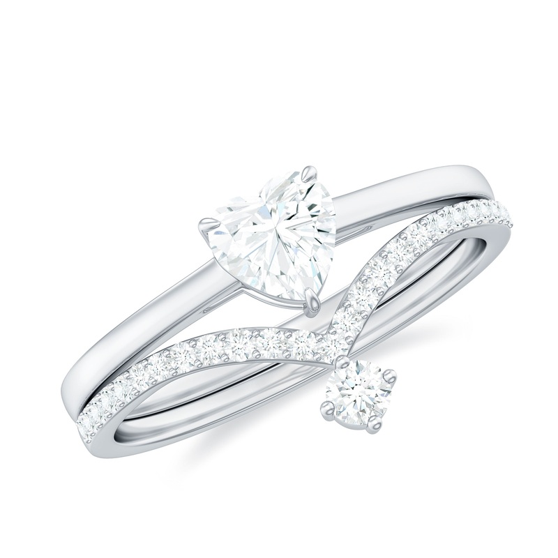 1 CT Heart Shape Moissanite Wedding Ring Set in Gold