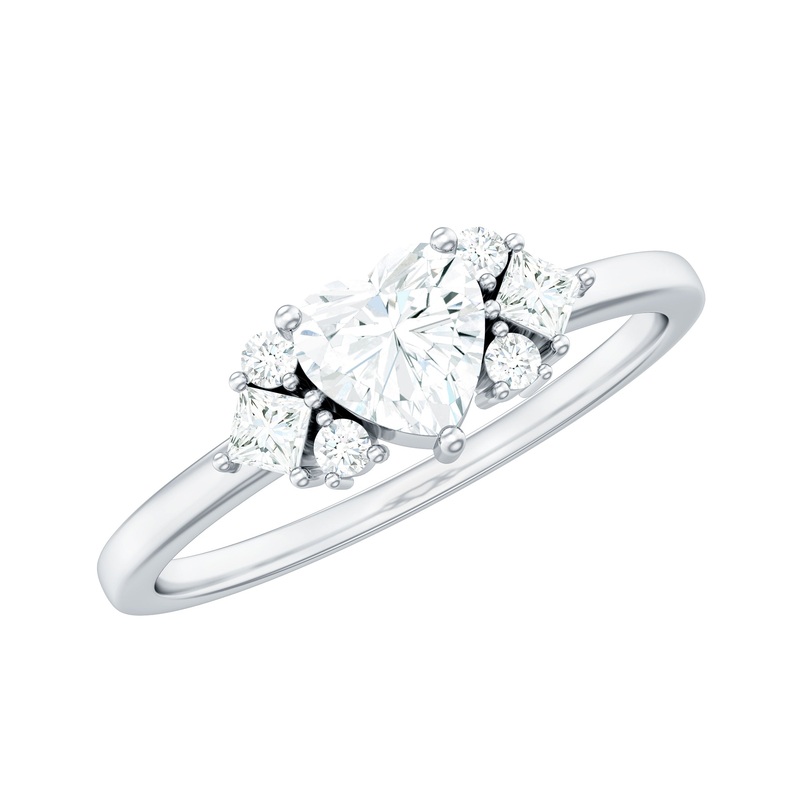 1 CT Minimal Heart Shape Moissanite Engagement Ring