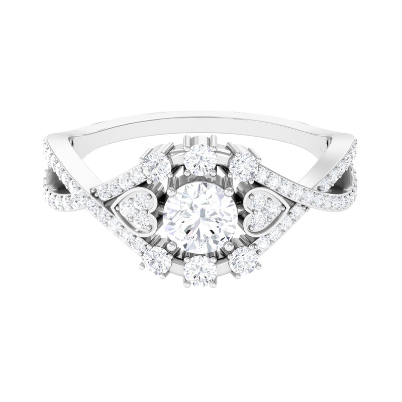 1 CT Moissanite Vintage Crossover Engagement Ring