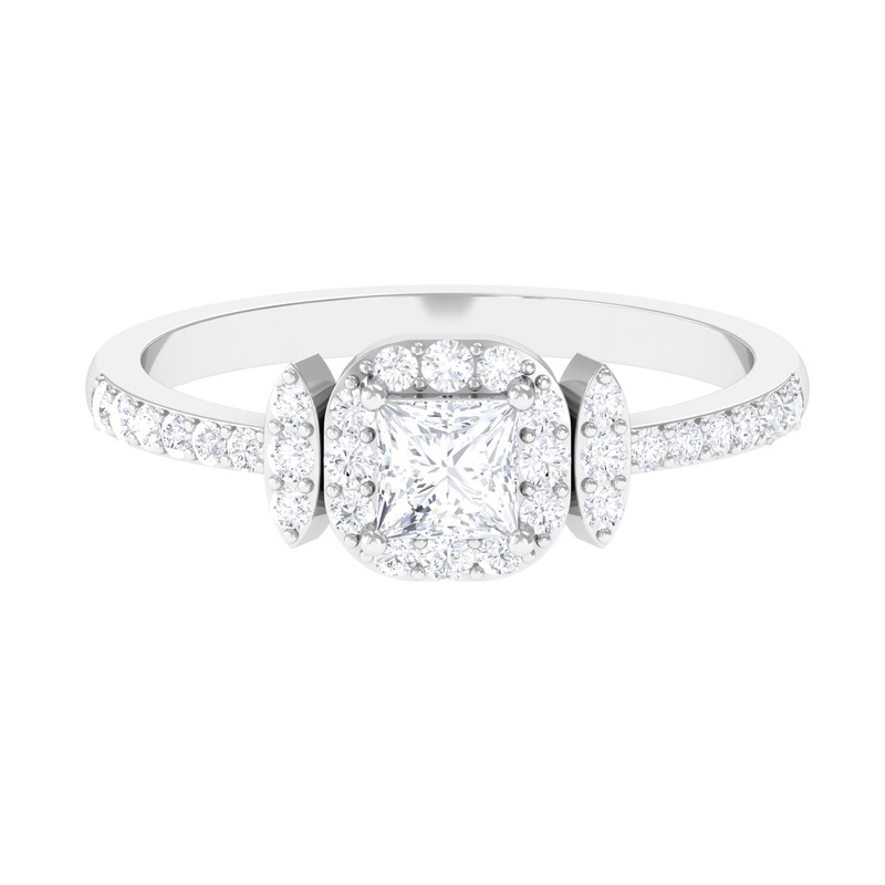 1 CT Princess Cut Moissanite Classic Engagement Ring
