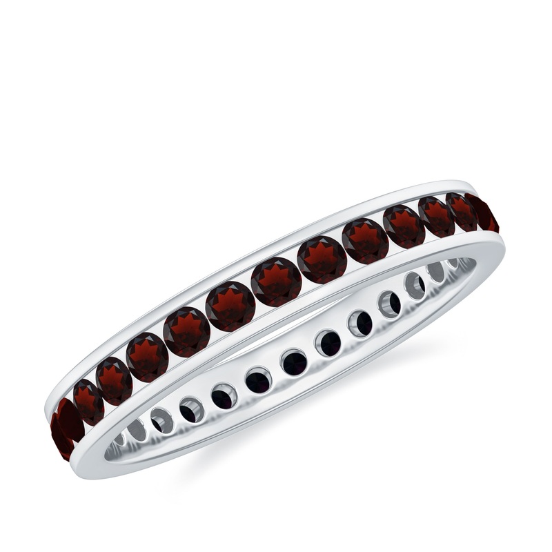 1.50 Ct Channel Set Round Garnet Eternity Band Ring in Gold