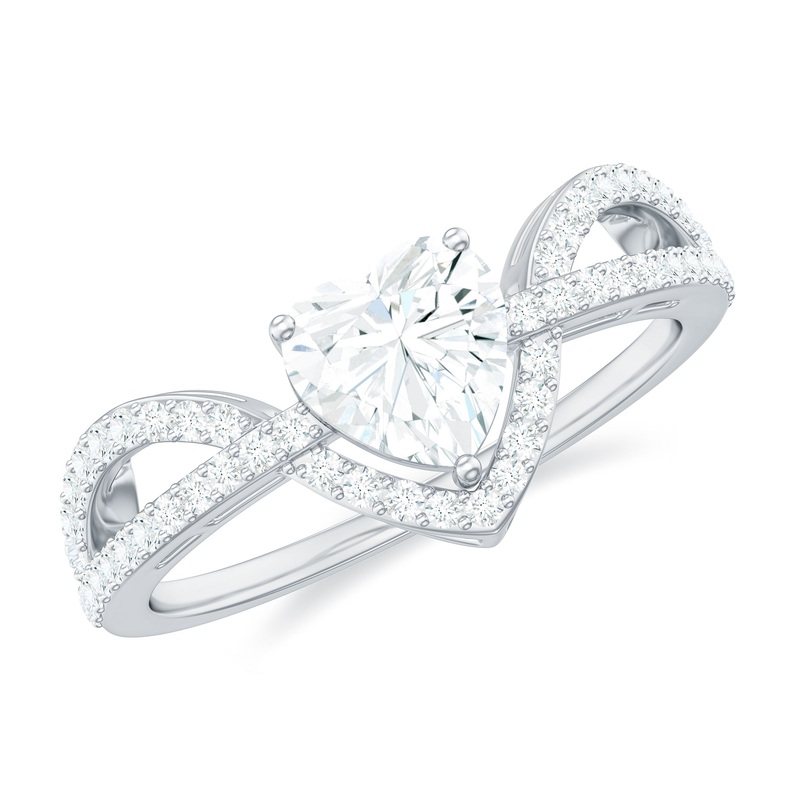 1.50 CT Moissanite Solitaire Heart Designer Engagement Ring