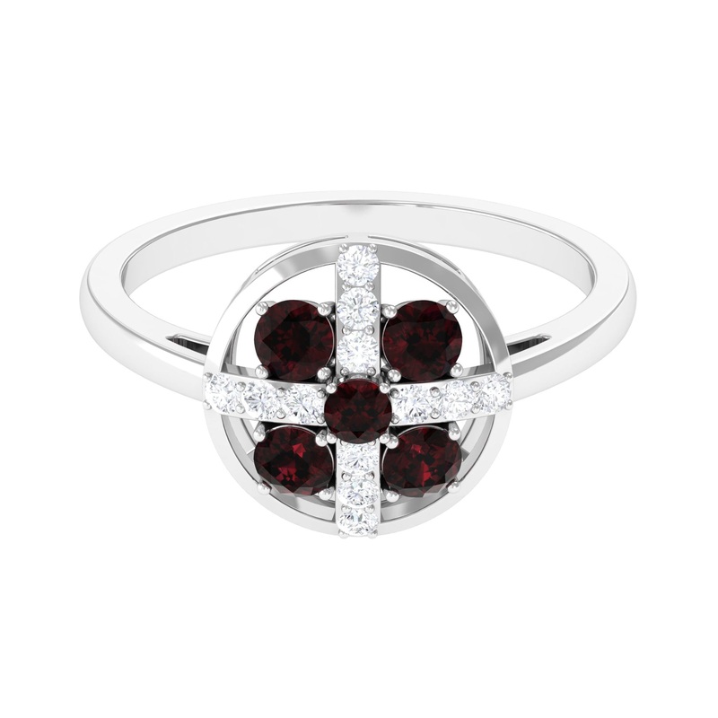 1 Carat Contemporary Garnet and Diamond Promise Ring