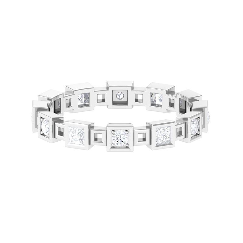 Princess Cut Moissanite Band Ring