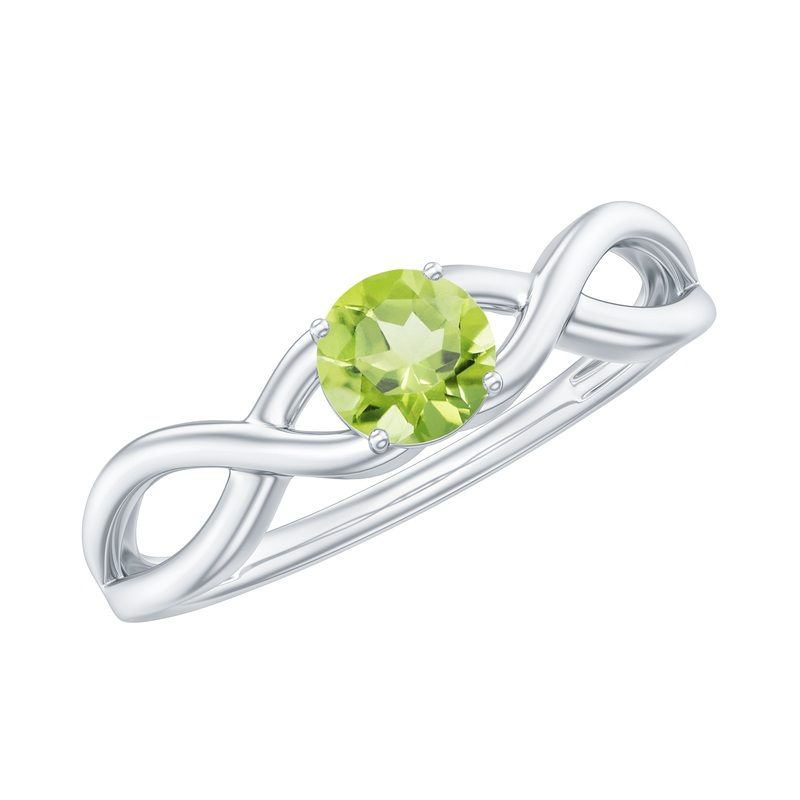 0.25 CT Round Cut Peridot Gold Crossover Solitaire Ring