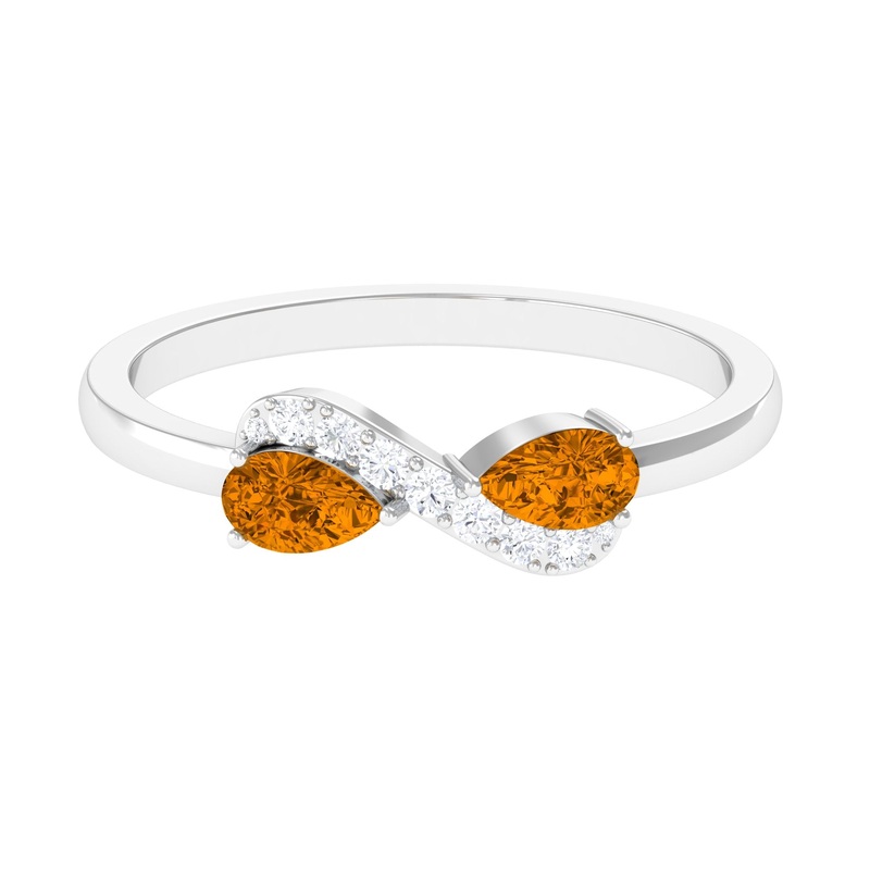 0.50 CT Pear Cut Citrine Infinity Promise Ring with Diamond