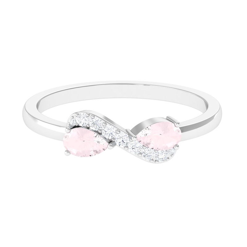 0.50 CT Rose Quartz Infinity Promise Ring with Diamond Stones