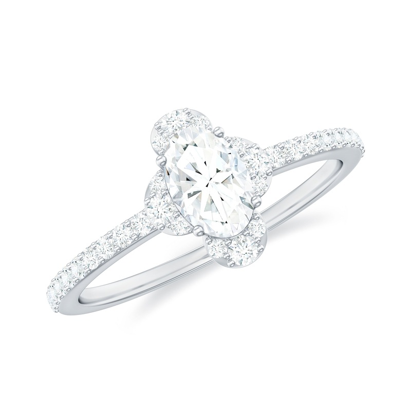 1 CT Classic Moissanite Oval Engagement Ring in Gold