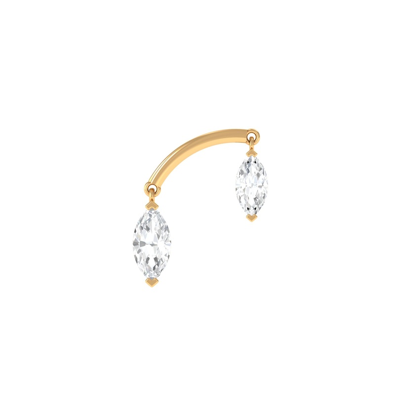 Marquise Moissanite 2 Stone Helix Earring
