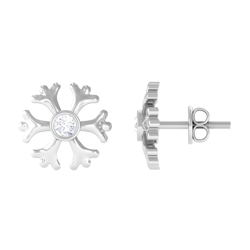 Snowflake Stud Earrings with Diamond