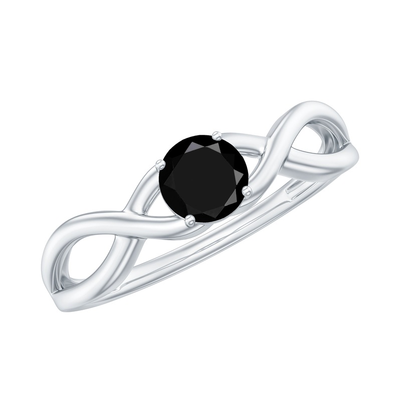 0.25 CT Solitaire Black Spinel Crossover Ring in Gold