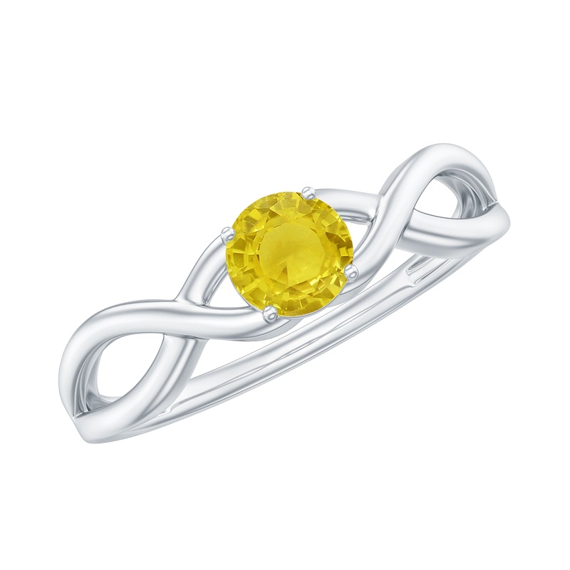 0.50 CT Solitaire Yellow Sapphire Crossover Ring