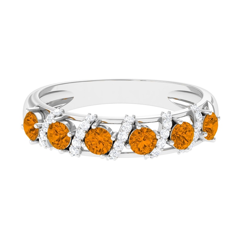 0.75 CT Designer Citrine Anniversary Ring with Diamond