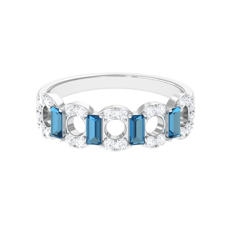 1.25 CT Designer London Blue Topaz and Diamond Half Eternity Ring