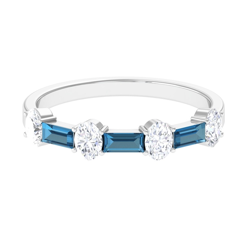 1.25 CT London Blue Topaz and Diamond Semi Eternity Ring