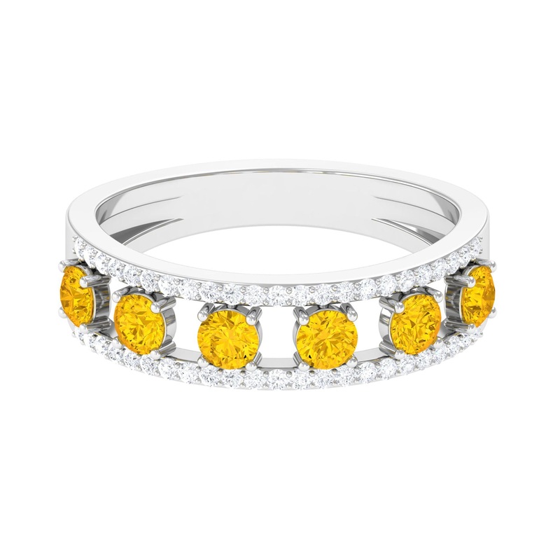 1.25 CT Yellow Sapphire Anniversary Band Ring with Diamond