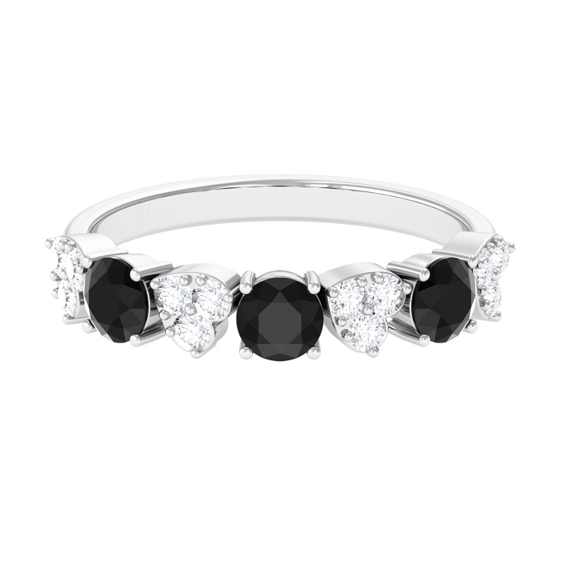 1.50 CT Alternate Black Diamond and Diamond Heart Eternity Ring