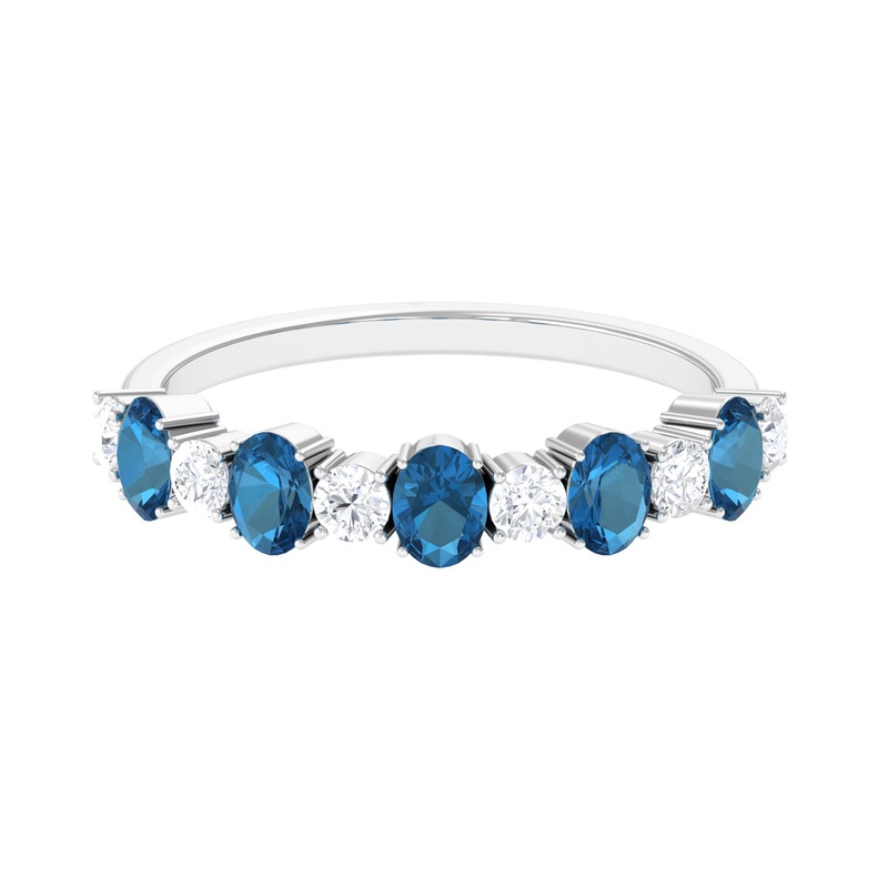 1.50 CT Alternate London Blue Topaz and Diamond Half Eternity Ring