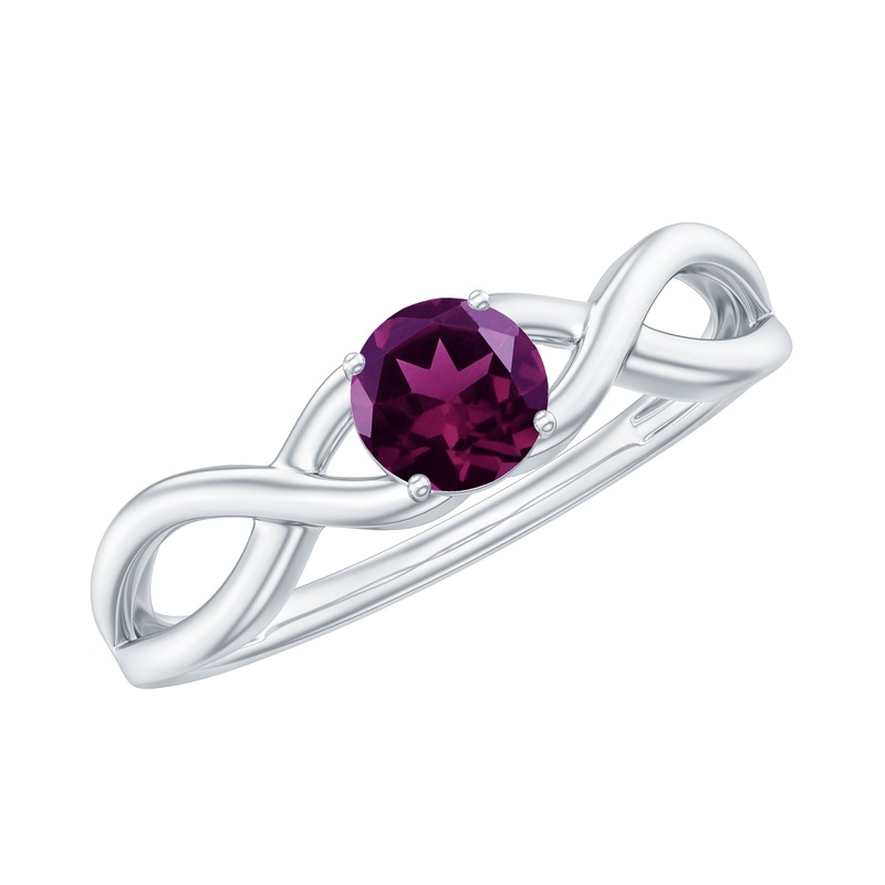0.50 CT Crossover Rhodolite Solitaire Ring in Prong Setting