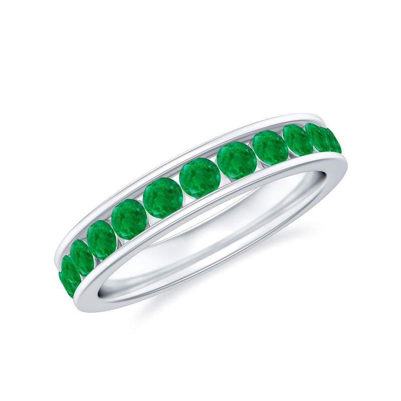 1.5 CT Trellis Set Emerald Eternity Ring