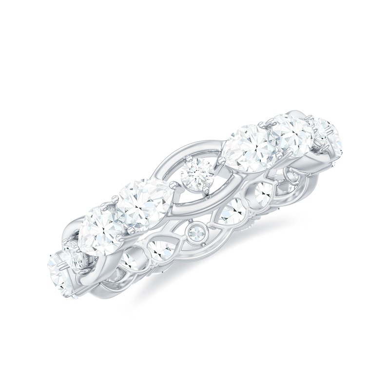 Round and Pear Cut Moissanite Eternity Ring