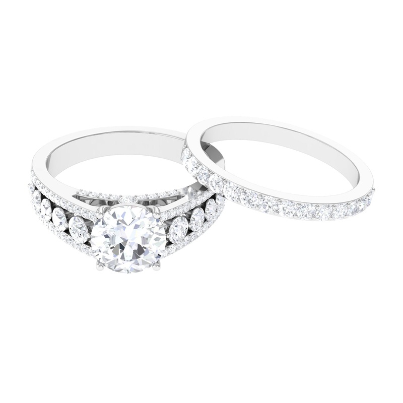 Zircon Designer Wedding Ring Set with Band